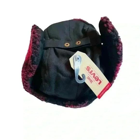 Men's Levi’s Canvas Trapper Hat with Plaid Sherpa Lining Size S/M New With Tags - Picture 5 of 9